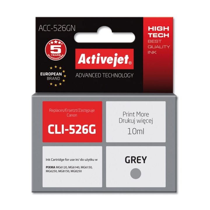 Activejet ACC-526GN Inchiostro (compatibile con Canon CLI-526G Supreme 10 ml grigio)