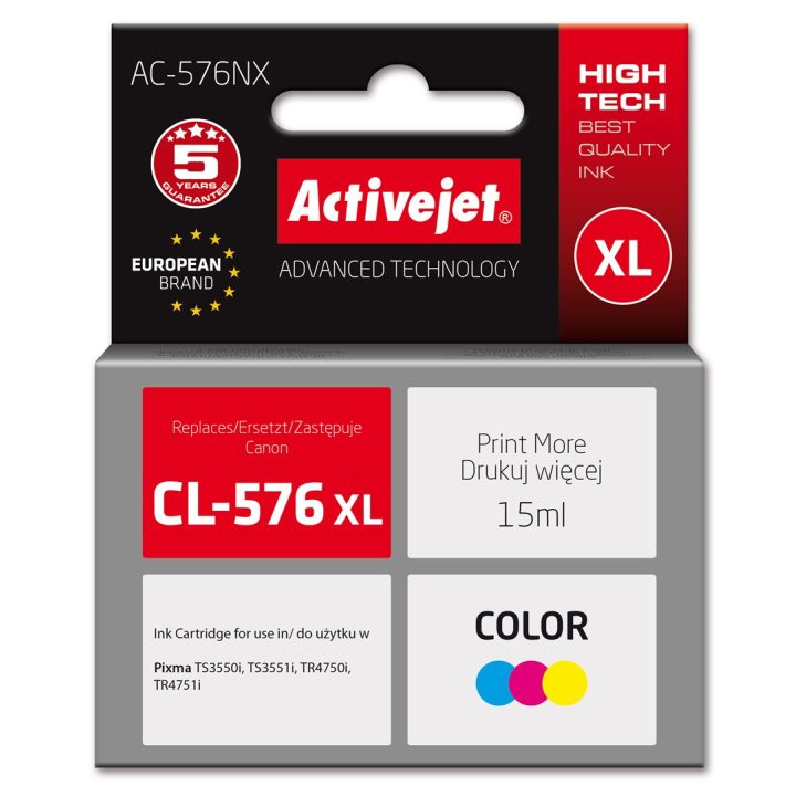 Activejet AC-576NX Canon inchiostro stampante sostitutivo Canon CL-576XL Supreme 15 ml colore: blu giallo magenta