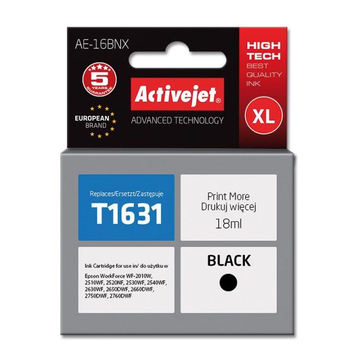 Activejet AE-16BNX Inchiostro (sostituzione per Epson 16XL T1631 Supreme 18 ml nero)