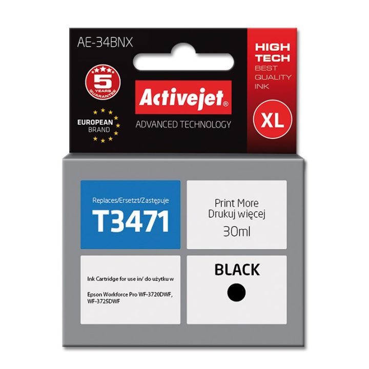Activejet AE-34BNX Inchiostro (sostituzione per Epson 34XL T3471 Supreme 30 ml nero)