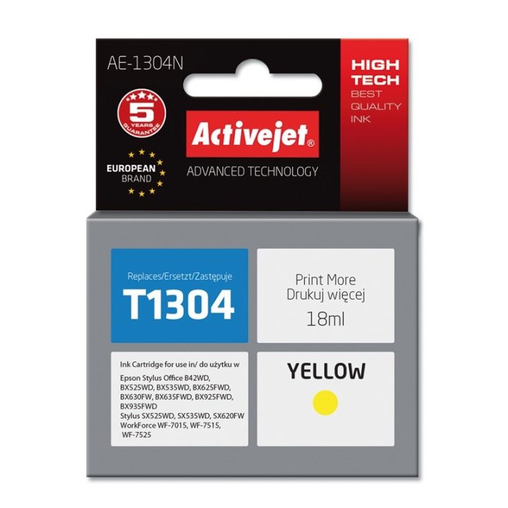 Activejet AE-1304N Inchiostro (sostituzione per Epson T1304 Supreme 18 ml giallo)