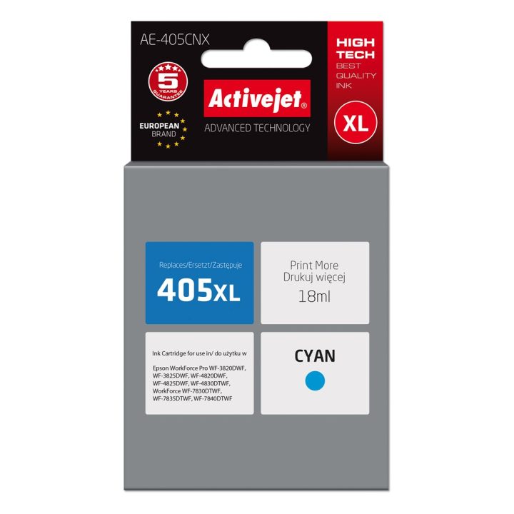 Activejet AE-405CNX inchiostro (sostituzione per Epson 405XL C13T05H24010 Supreme 18ml ciano)