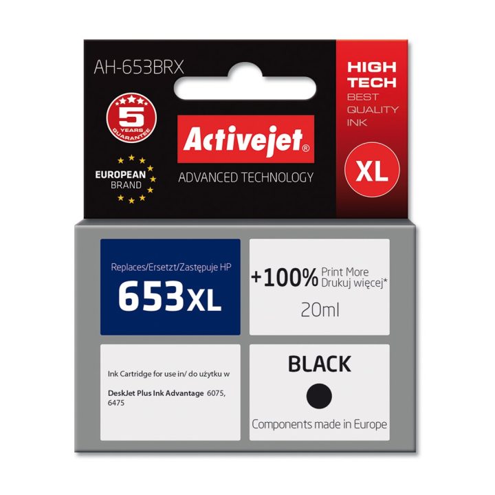 Activejet AH-653BRX Inchiostro (sostituzione per HP 653XL 3YM75AE Premium 720 pagine nero)