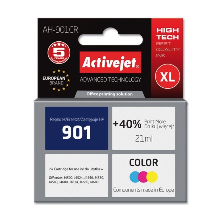 Activejet AH-901CR Inchiostro (sostituzione per HP 901 CC656AE Premium 21 ml a colori)