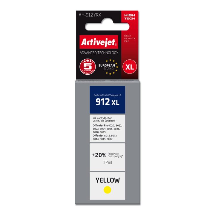 Activejet AH-912YRX Cartuccia d'inchiostro (sostituzione per HP 912XL 3YL83AE Premium 990 pagine 12 ml giallo)