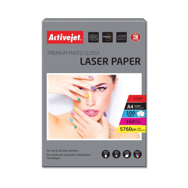 Activejet AP4-160G100L carta fotografica per stampanti laser A4 100 pezzi