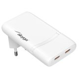 Akyga USB Ladegerät 65 W USB-C® Bianco Cuffie Telefono mobile Auricolare Netbook Laptop Smartphone Power bank Altoparlante porta