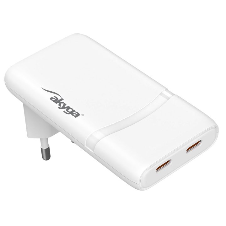 Akyga USB Ladegerät 65 W USB-C® Bianco Cuffie Telefono mobile Auricolare Netbook Laptop Smartphone Power bank Altoparlante porta