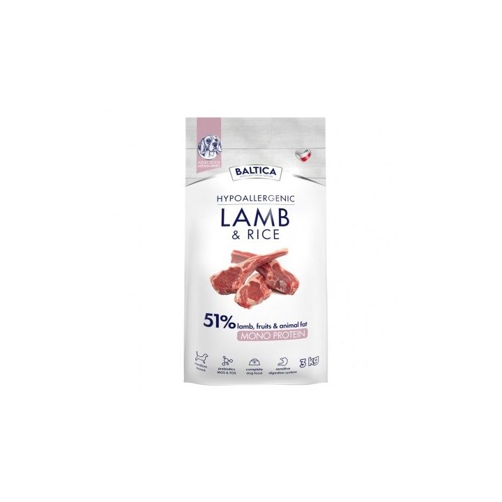 BALTICA Nutraceutic Hypoallergenic M Agnello con riso - cibo secco per cani - 3kg