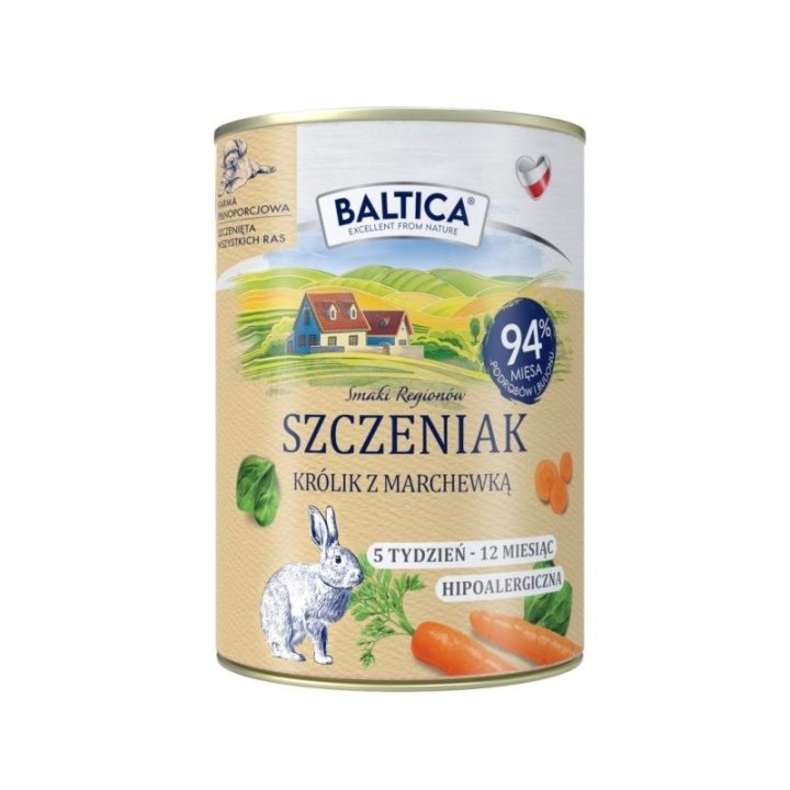 BALTICA Smaki regionów Puppy Coniglio con carota - cibo umido per cani - 400g