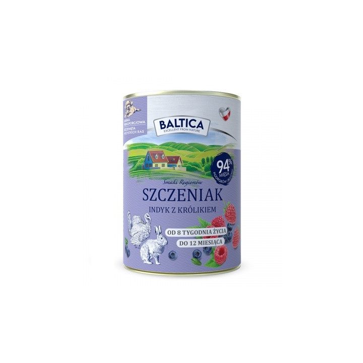 BALTICA Smaki regionów Puppy Tacchino con coniglio - cibo umido per cani - 400g