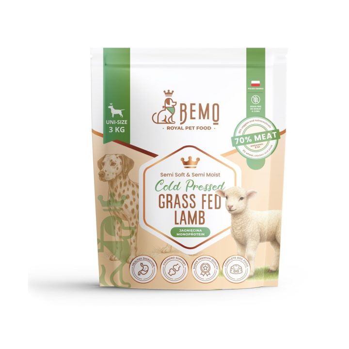 BEMO Agnello alimentato a erba pressato a freddo - cibo secco per cani - 3kg