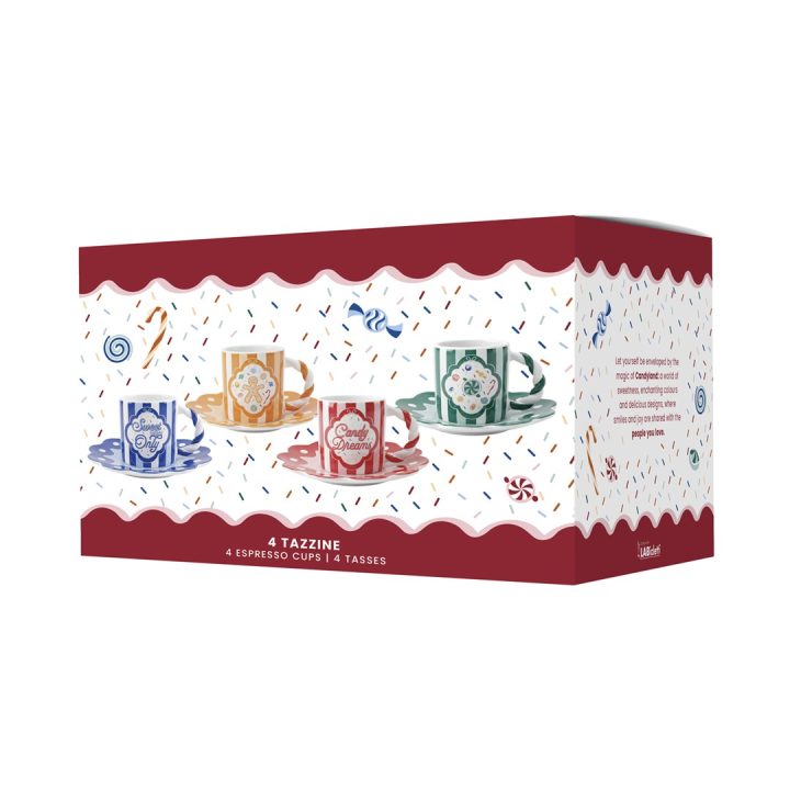 Set di 4 tazze e piattini BIALETTI Candyland 4 unità x 80 ml (NCANDY003)