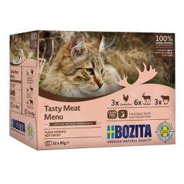BOZITA Menu carne saporita Multibox Mix di sapori in gelatina - Cibo umido per gatti - 12 x 85g
