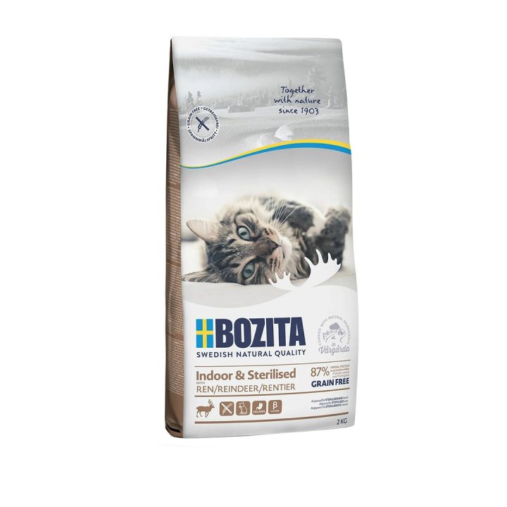 BOZITA Indoor & Sterilised Senza cereali renna – cibo secco per gatti – 2kg