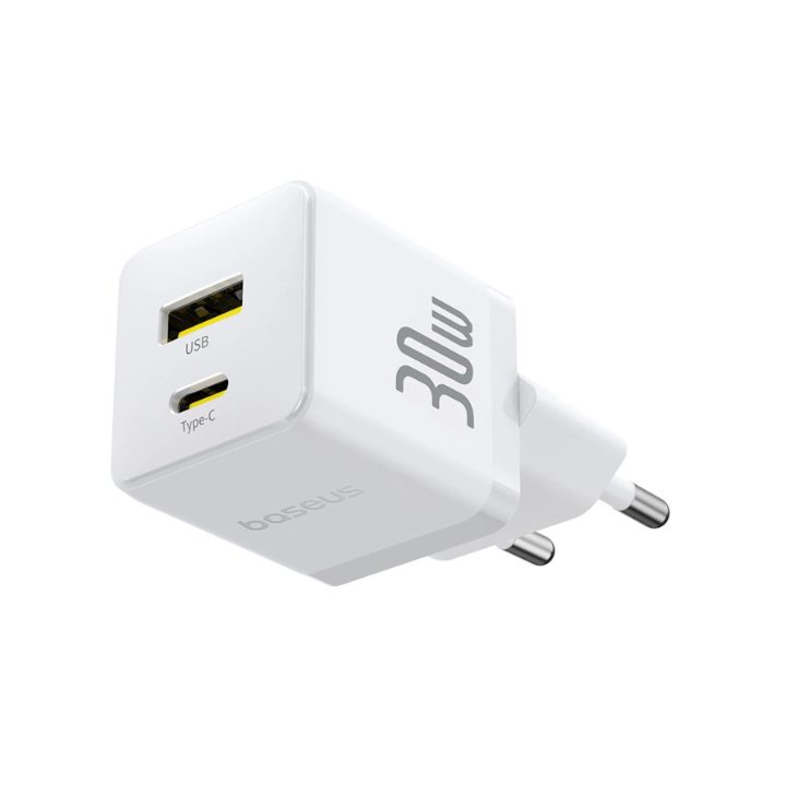 Caricabatterie da parete Baseus Palm 30W USB-C USB-A bianco