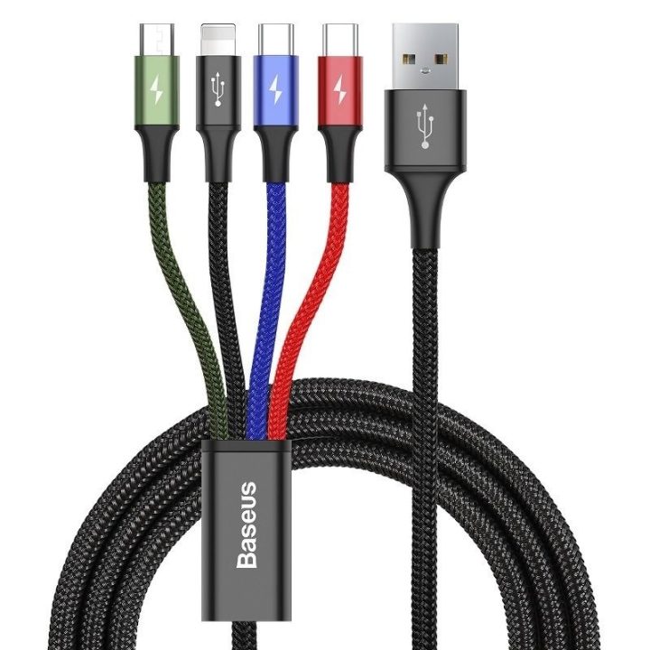 Cavo USB Baseus veloce 4in1 2xUSB-C / Lightning / Micro 3.5A 1.2m (nero)