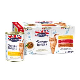 BUTCHER'S Delicious Dinners selezione carnea in jelly - cibo umido per gatti - 6 x 400g