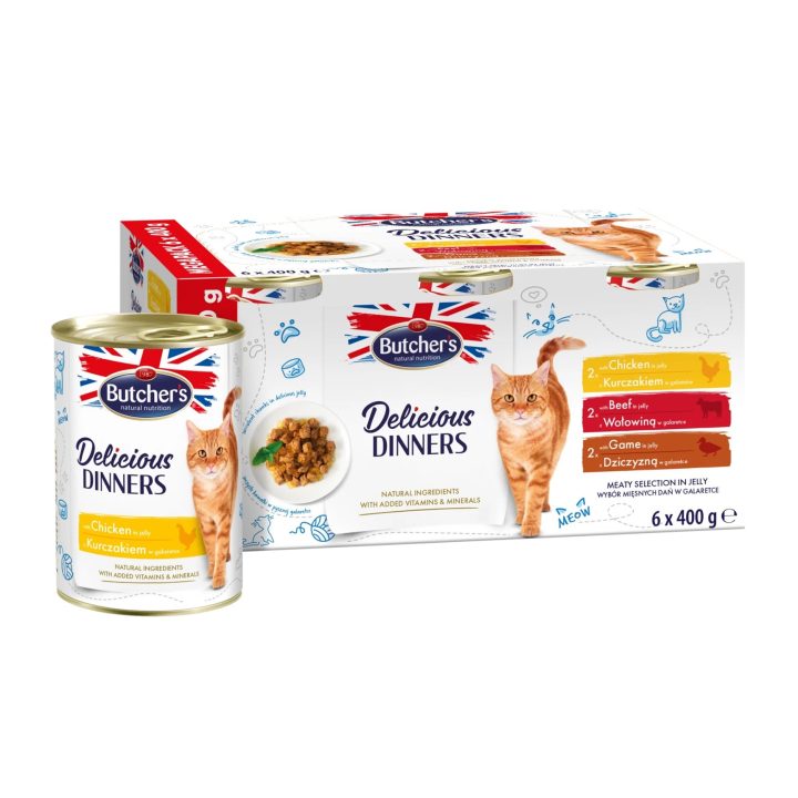 BUTCHER'S Delicious Dinners selezione carnea in jelly - cibo umido per gatti - 6 x 400g