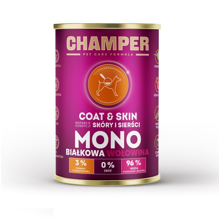 CHAMPER Coat & Skin Monoprotein Manzo - cibo umido per cani - 400g