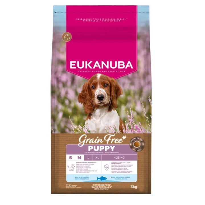 EUKANUBA Senza cereali Cucciolo Piccolo/Medio Pesce oceanico - cibo secco per cani - 3kg