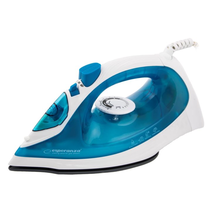 Esperanza EHI002 Ferro da stiro Ferro con vapore piastra in ceramica blu bianco 2200 W
