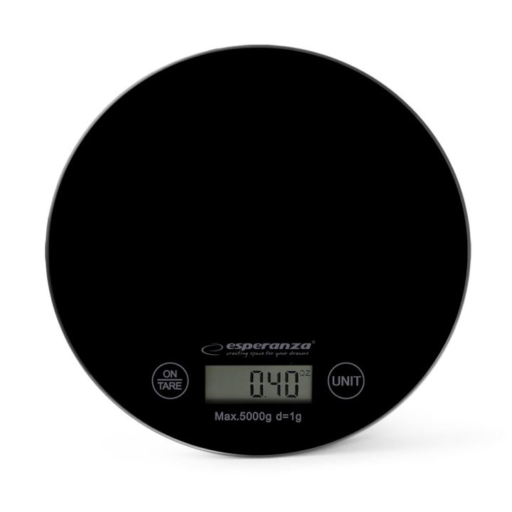 Esperanza EKS003K Bilancia da cucina nera rotonda da bancone bilancia elettronica