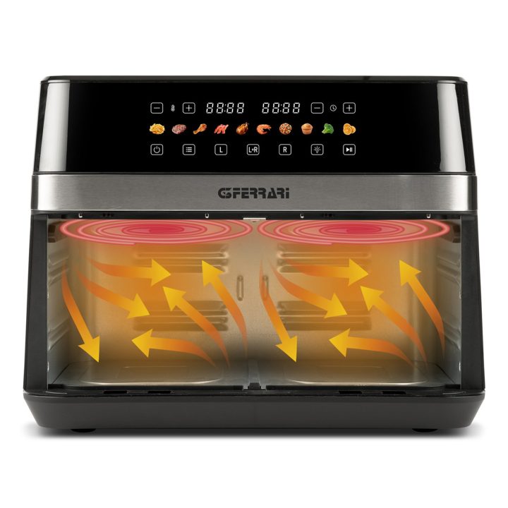 G3 Ferrari G10223 friggitrice Doppia 12 L Autonoma 2200 W Friggitrice ad aria calda Nero Acciaio inossidabile