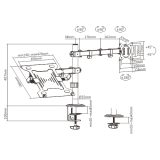 Gembird MA-DA-03 Supporto da scrivania regolabile con braccio monitor e vassoio notebook (ruota inclina gira) 17"-32" fino a 9 k
