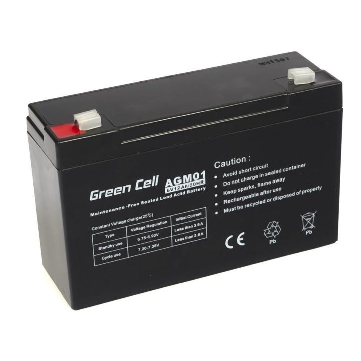 Green Cell AGM Batteria 6V 12Ah 12.000 mAh piombo sigillato (VRLA)