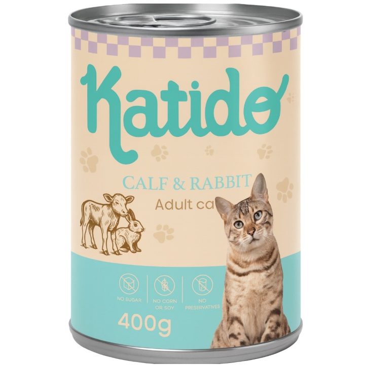 KATIDO Vitello con coniglio - cibo umido per gatti - 400g