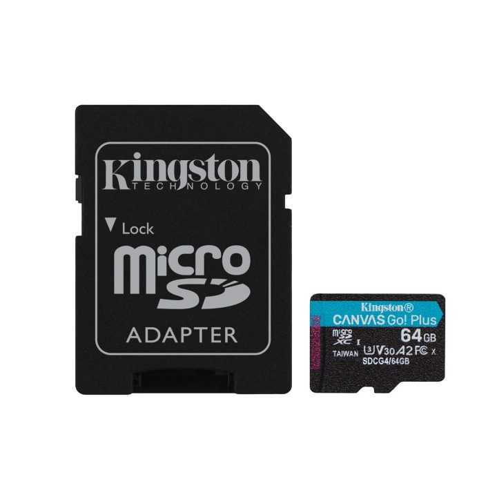 Kingston Technology 64GB microSDXC Canvas Go Plus Gen4 200MB/s A2 U3 V30 Scheda + Adattatore