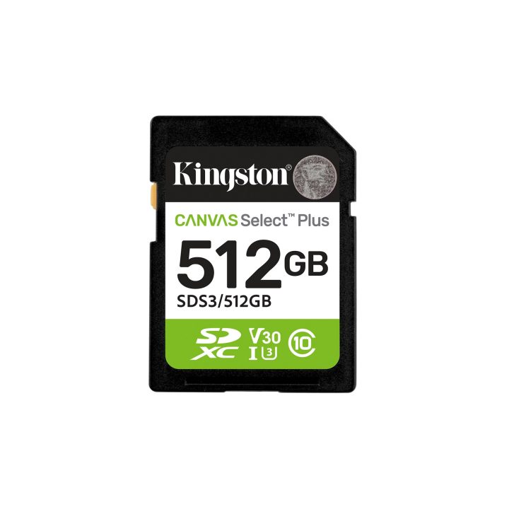 Kingston Technology 512GB SDXC Canvas Select Plus Gen3 150MB/s C10 UHS-I U3 V30