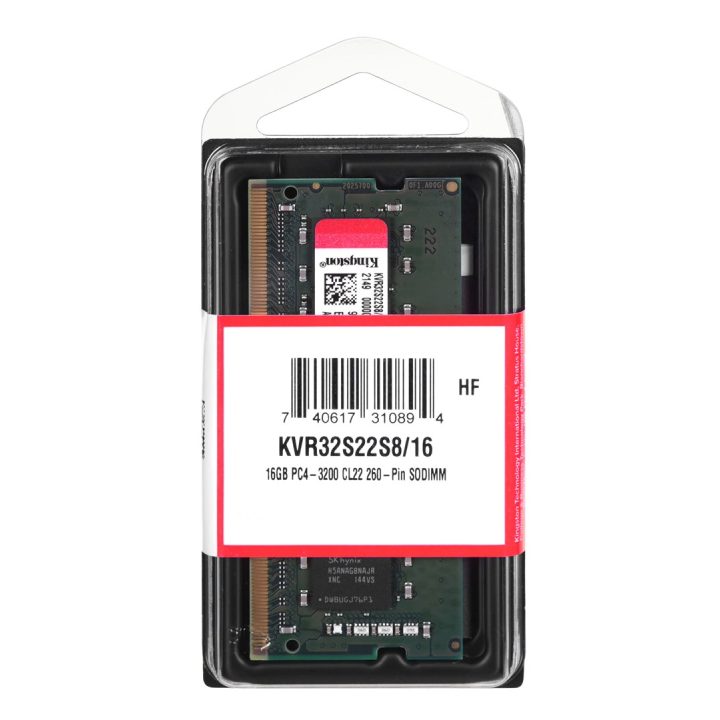Kingston Technology KVR32S22S8/16 modulo di memoria 16 GB 1 x 16 GB DDR4 3200 MHz