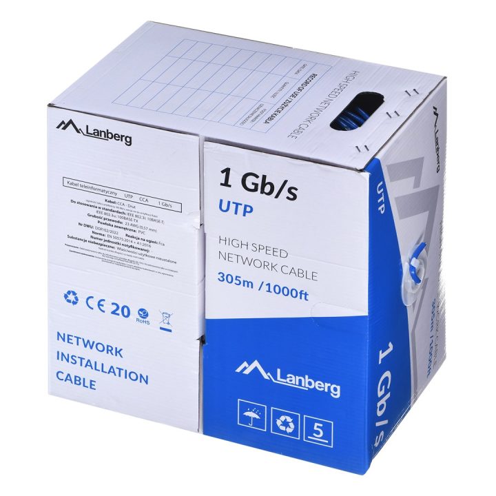 LANBERG UTP CAVO 1GB/S 305M FILO CCA BLU