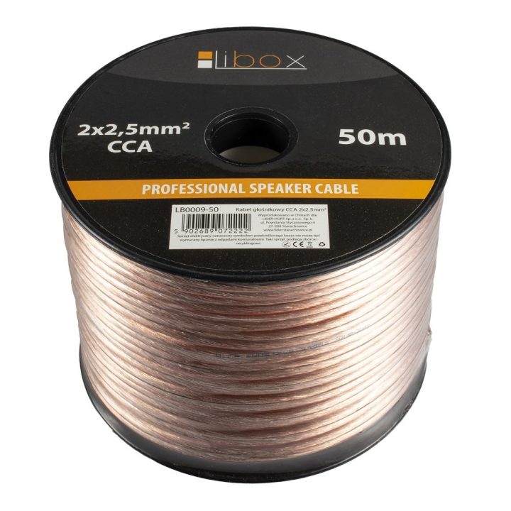 Libox Cavo per altoparlanti 2x2 50mm LB0009-50 cavo audio 50 m trasparente