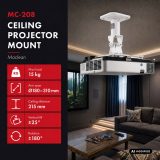 Maclean Staffa/gancio da soffitto per proiettori in acciaio 180–310 mm fino a 15 kg MC-208 W