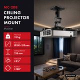 Maclean Staffa/gancio da soffitto per proiettore in acciaio 180–310 mm fino a 15 kg MC-208 B