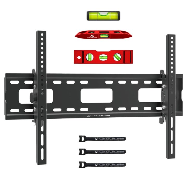 Maclean TV MC-421 Staffa di Montaggio a Parete 32 -90 VESA 600x400 80kg Inclinabile Universale Regolabile Livella a Bolla Access