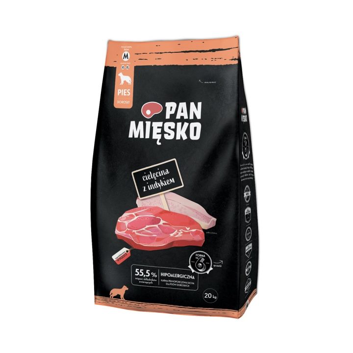 PAN MIĘSKO Vitello con tacchino M - cibo secco per cani - 20kg
