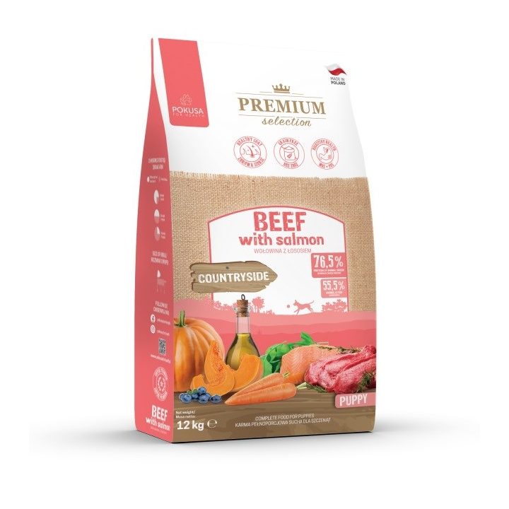 POKUSA Premium Selection Puppy manzo con salmone - cibo secco per cani - 12kg