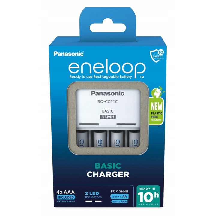 Caricabatterie PANASONIC Eneloop Basic BQ-CC51 + 4x AAA 800 mAh (K-KJ51MCD04E)