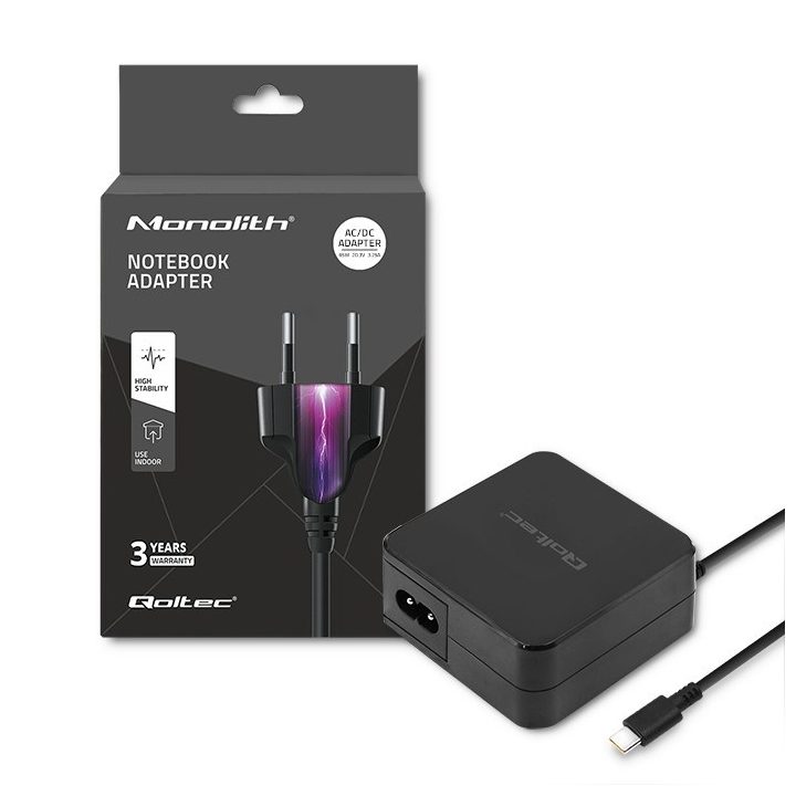 Qoltec 51027 Caricabatterie | 65W | 5-20.3V | 2-3.25A | USB type C | PD