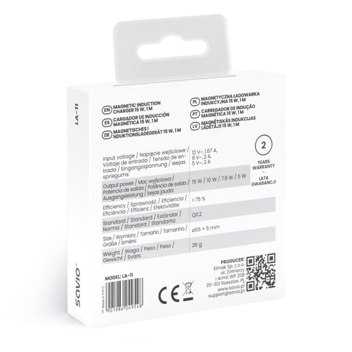 Caricatore wireless magnetico 15 W 1 m LA-11
