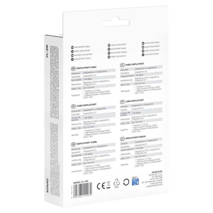 Savio CL-210 DisplayPort cavo 2 m nero