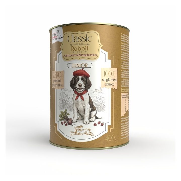 SYTA MICHA cibo umido per cani Classic Junior Coniglio con barbabietola e lamponi Mono - 400g
