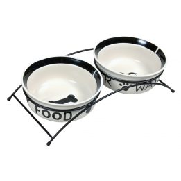 TRIXIE 24641 A Set ciotole in ceramica su stand 0.6 l