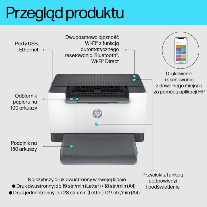 HP LaserJet M207dw Wireless Black and white Printer Duplex