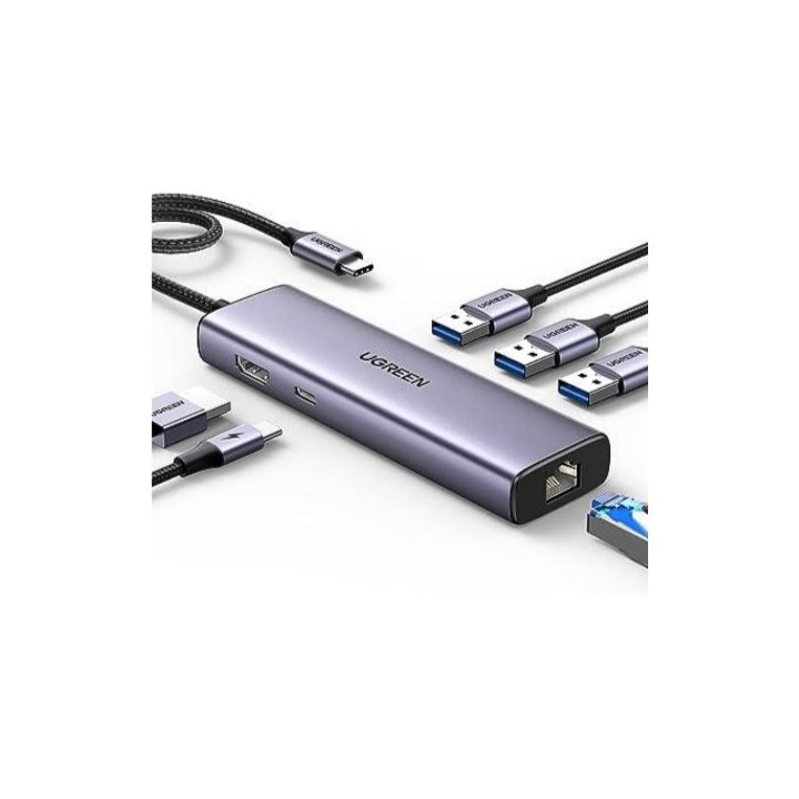 Ugreen 15598 hub di interfaccia USB 3.2 Gen 1 (3.1 Gen 1) Type-C 5000 Mbit/s argento