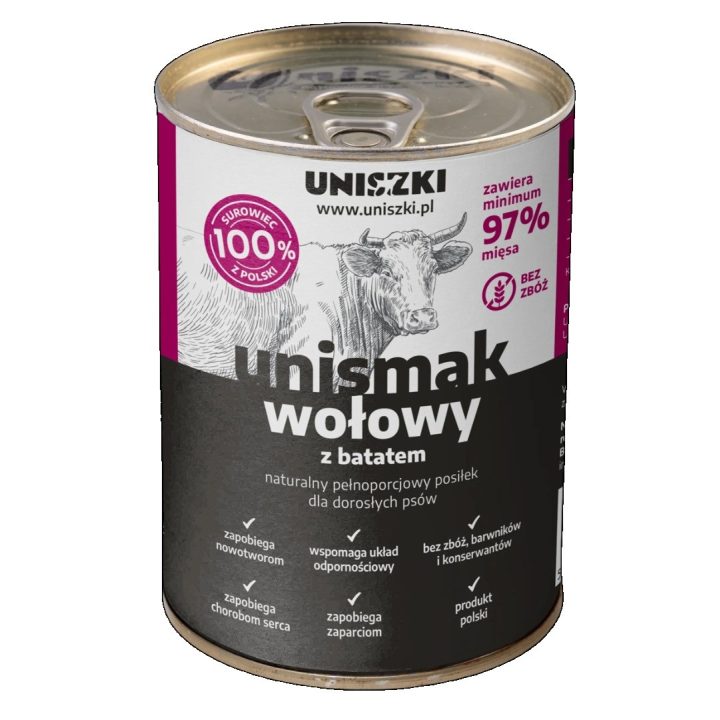 UNISZKI UNIsmak Manzo con patate dolci - cibo umido per cani - 400g